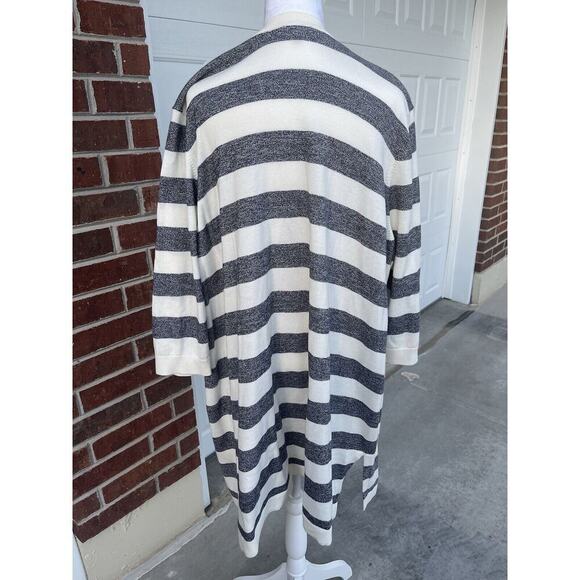 Talbots MARLED-STRIPE PIMA COTTON DUSTER Cardigan Plus Size 3X Petite - Picture 3 of 8